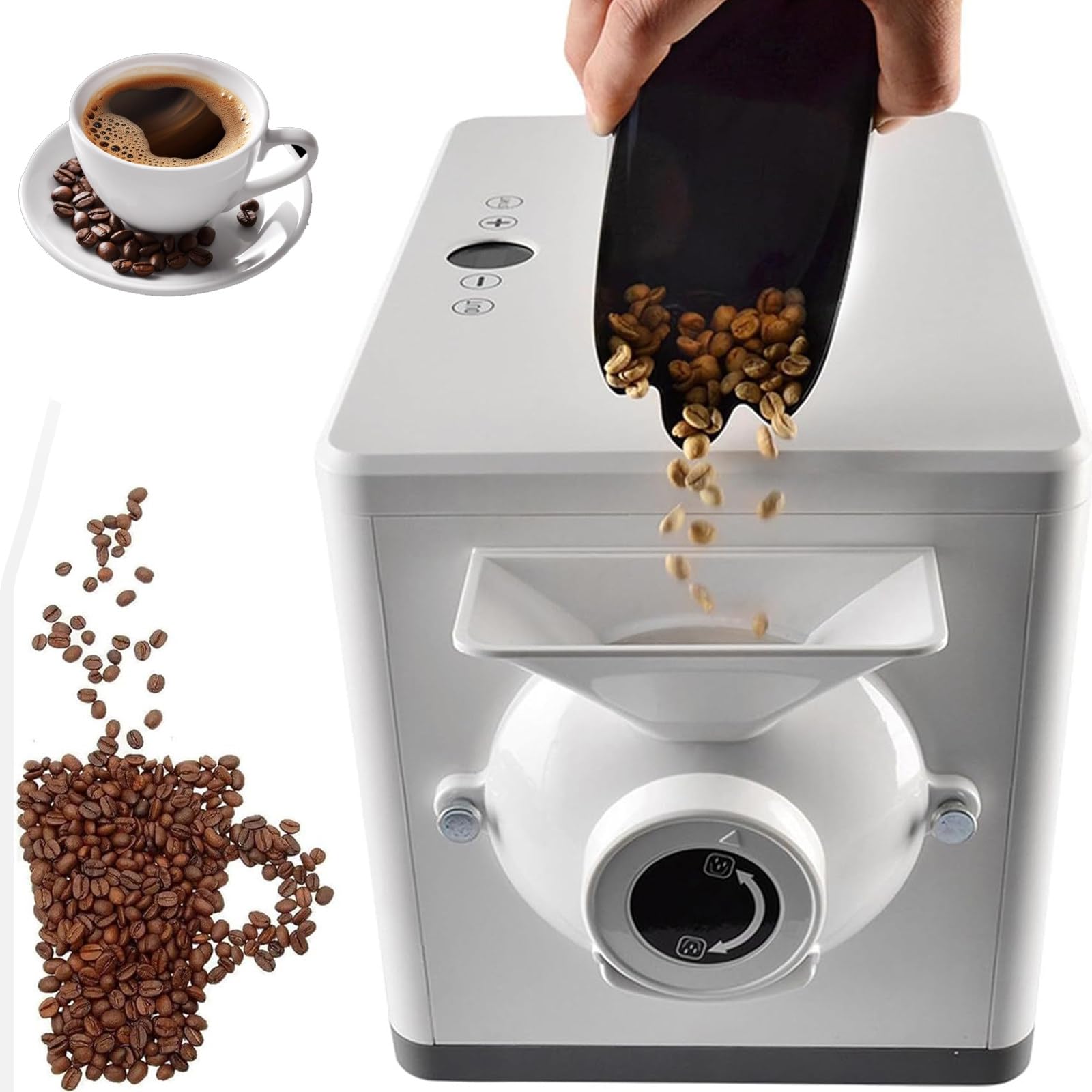 DPQYJPP 1600w coffee roaster machine,automatic bean roasting machine, electric coffee bean processing equipment, 100℃-250℃ temperature, non-stick pot, for roasting various nuts