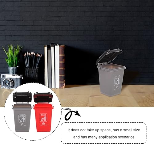 Miniatura 2 de Alipis Mini contenedores para encimera, 2 unidades, mini bote de basura y reciclaje en la acera, cubo de basura en la acera, para lápices, vasos de
