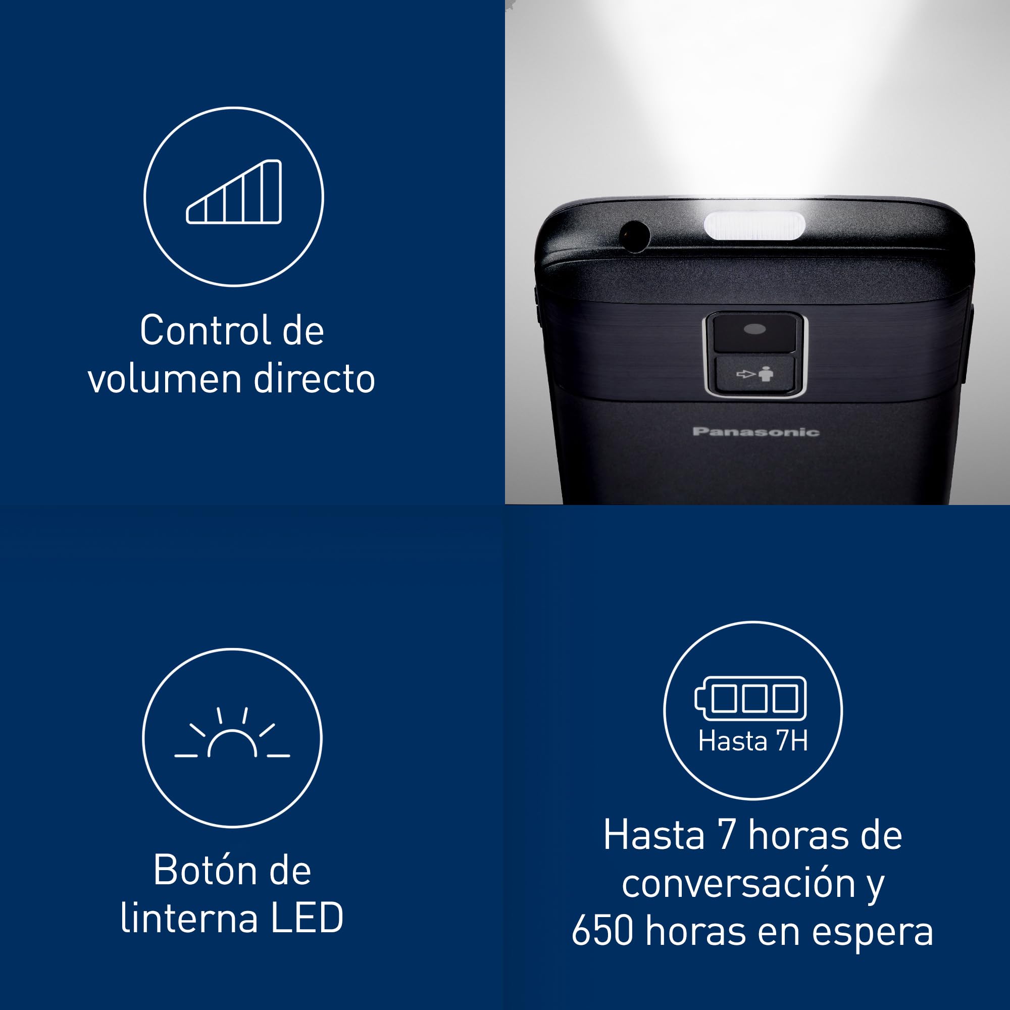 Panasonic KX-TU160EXB 2G, Teléfono Móvil de Fácil Uso - Botón SOS, Teclas Grandes retroiluminadas, Compatibilidad Audífonos, Larga Duración, Bluetooth (Negro)