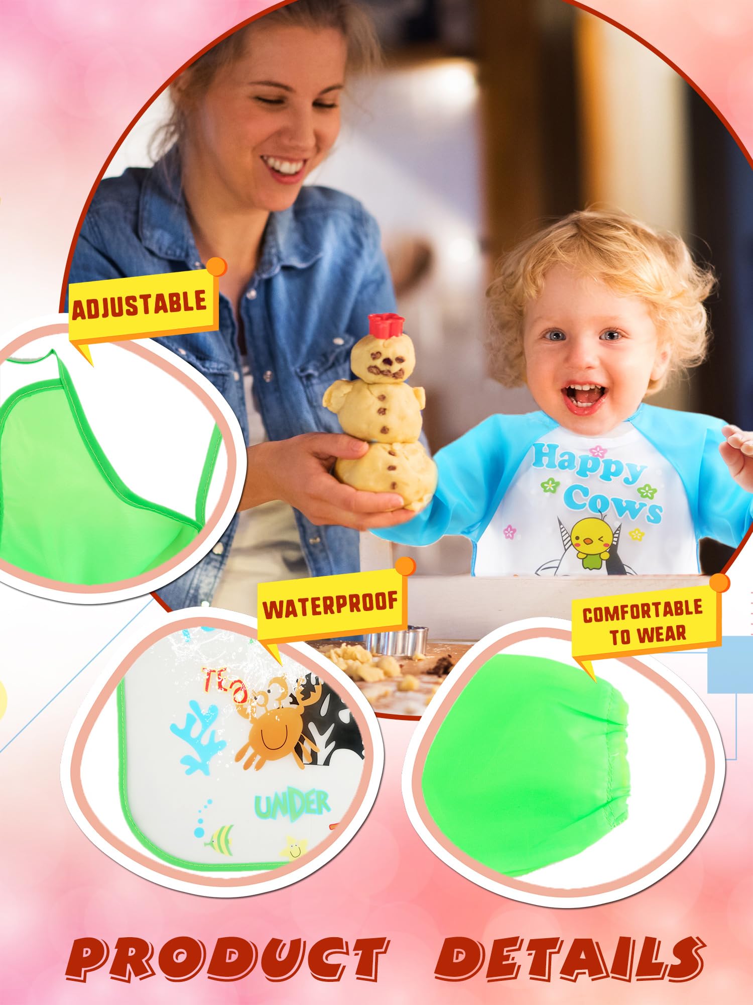 Flotory 16 Pcs Kids Painting Art Smock Waterproof Apron Long Sleeve Washable Smock for Boys Girls Crafting Eating Drawing Cooking, 16 Styles - Image 4