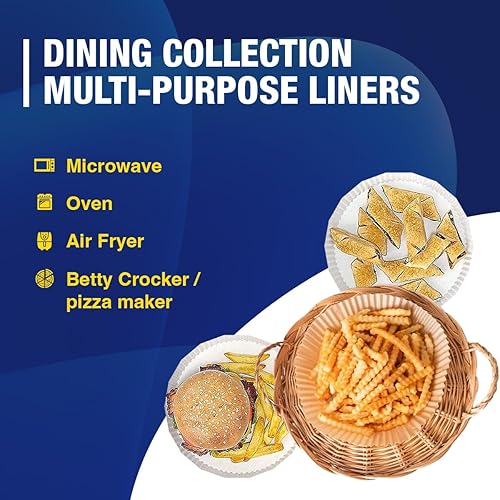 Miniatura 6 de Dining Collection Papel pergamino redondo desechable antiadherente para freidora de aire para pizza de 12 pulgadas, resistente al aceite, papel de