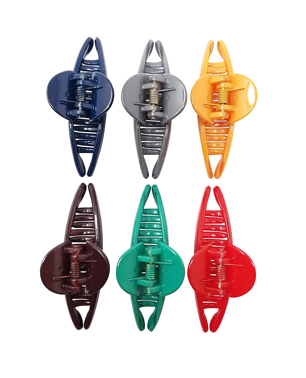 Soham International Multicolour Plastic Hair Clutch for Girls and Women -Combo of 6 Pieces