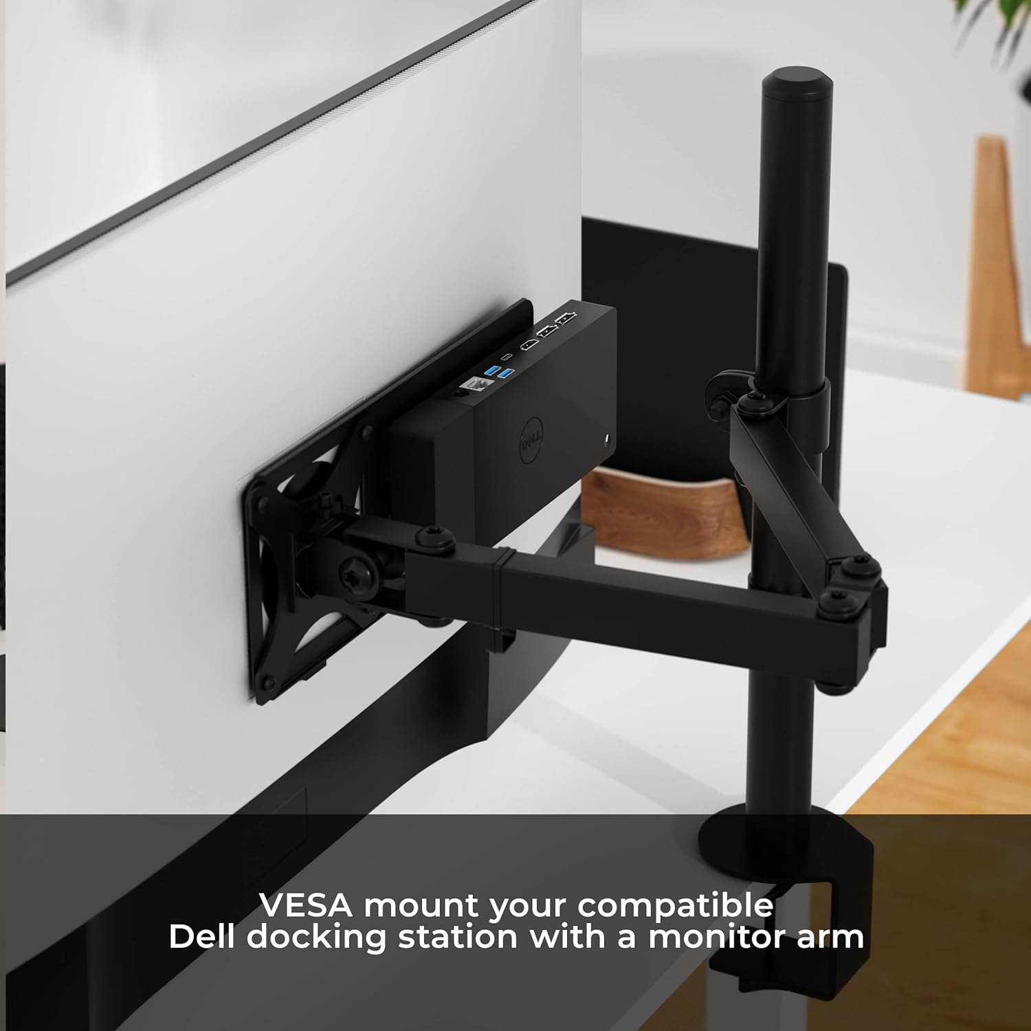 HumanCentric Monitor Arm VESA Mount Extension Compatible with Dell Docking Station WD19, W19TB, WD19DC, and WD15, Adapter for Dell Docking Station Arm Mounting Bracket, Compare MK15 Mount Kit