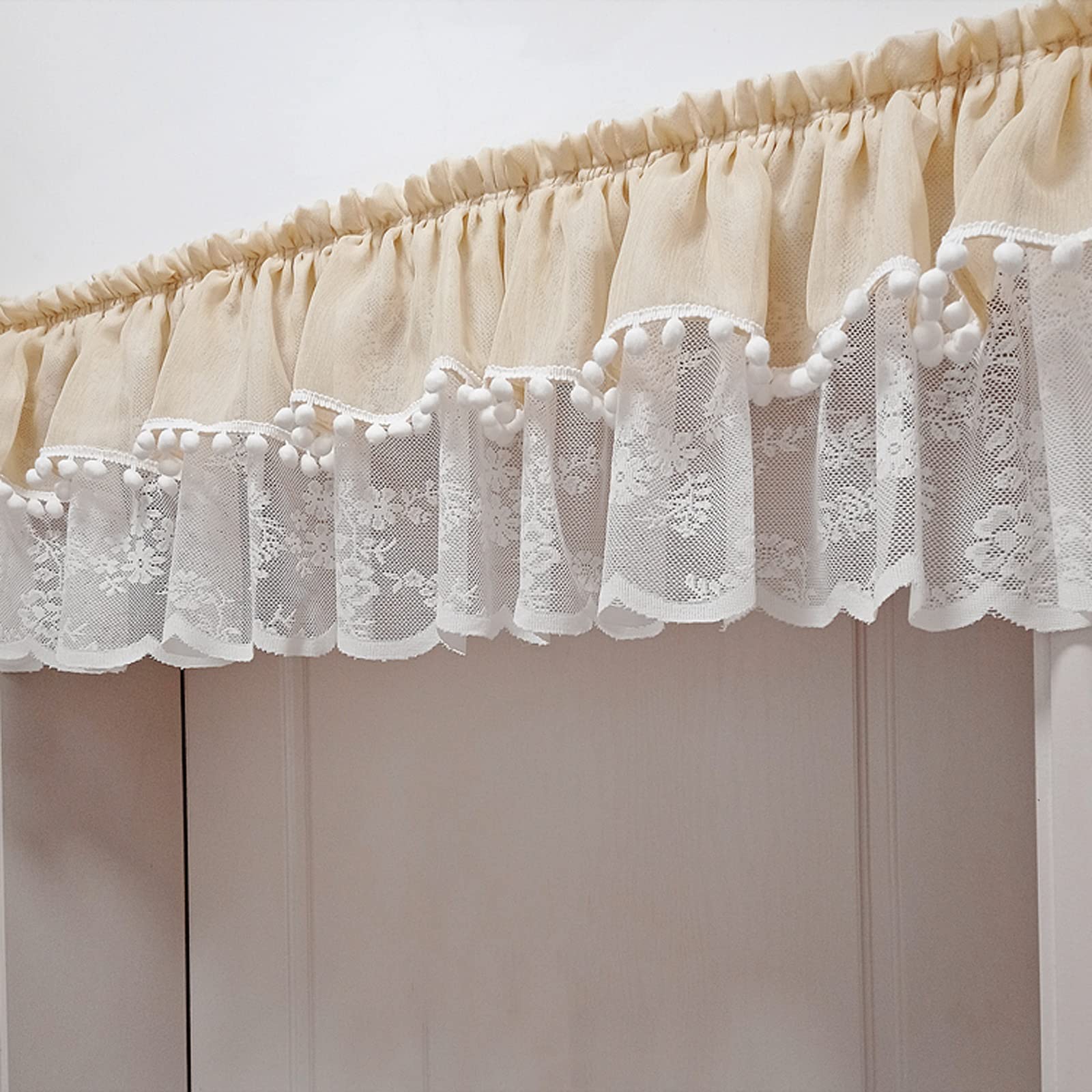 Dentelle patchwork pour rideau court de fenêtre doux tombant style cantonnière