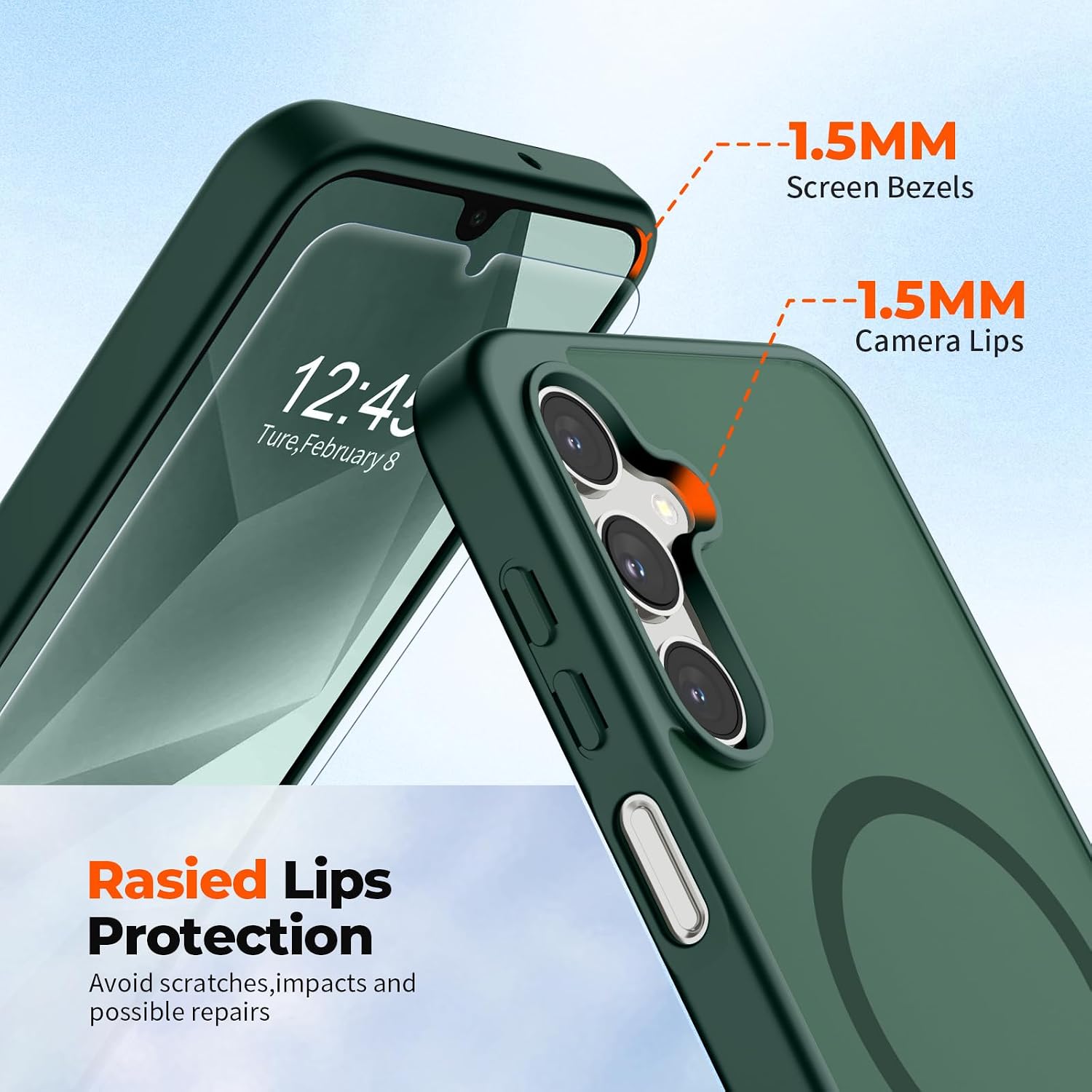 SUPFINE Magnetic for Samsung Galaxy A17 / A16 5G Phone Case - Forest Green | With Screen Protector,Translucent Matte,Built-in Magnets,Military Grade Drop Protection,Shockproof Phone Cover