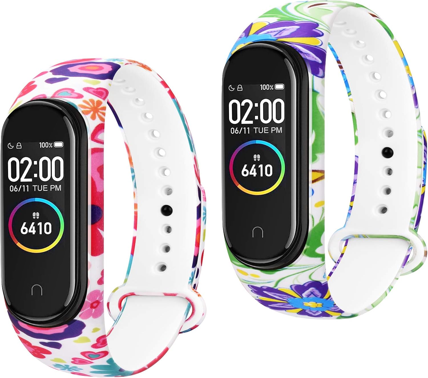 Senka 2 Pack Correas Compatible con Xiaomi Mi Band 4 Xiaomi Mi Band 3,Coloridos Suave Silicona Pulseras de Repuesto para Xiaomi Mi Smart Band 4 y ...