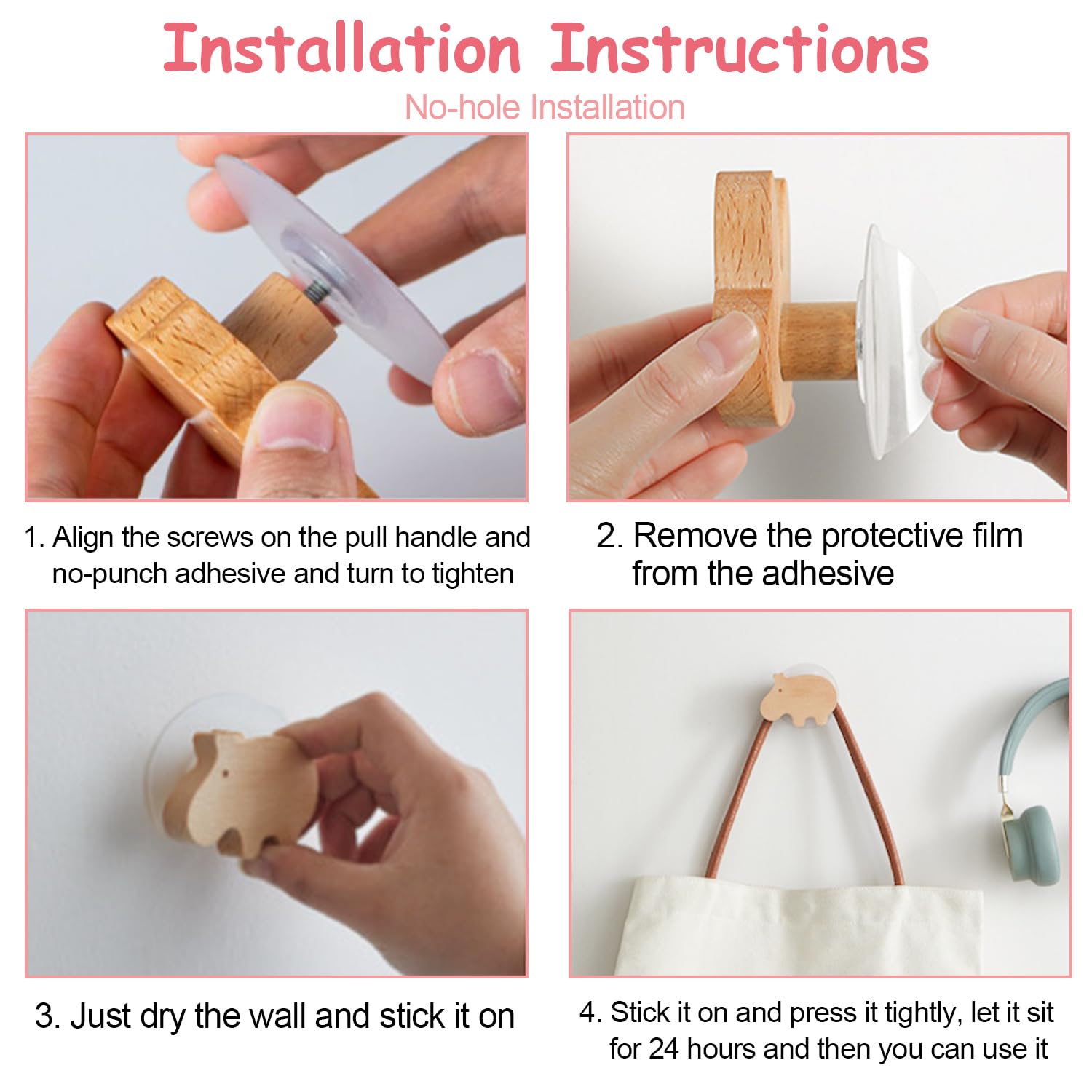8 Pezzi Pomelli per Mobili Bambini in Legno, Maniglie per Cassetti Cameretta, Pomelli Armadio Animali, Decorativi per Armadietti con Viti
