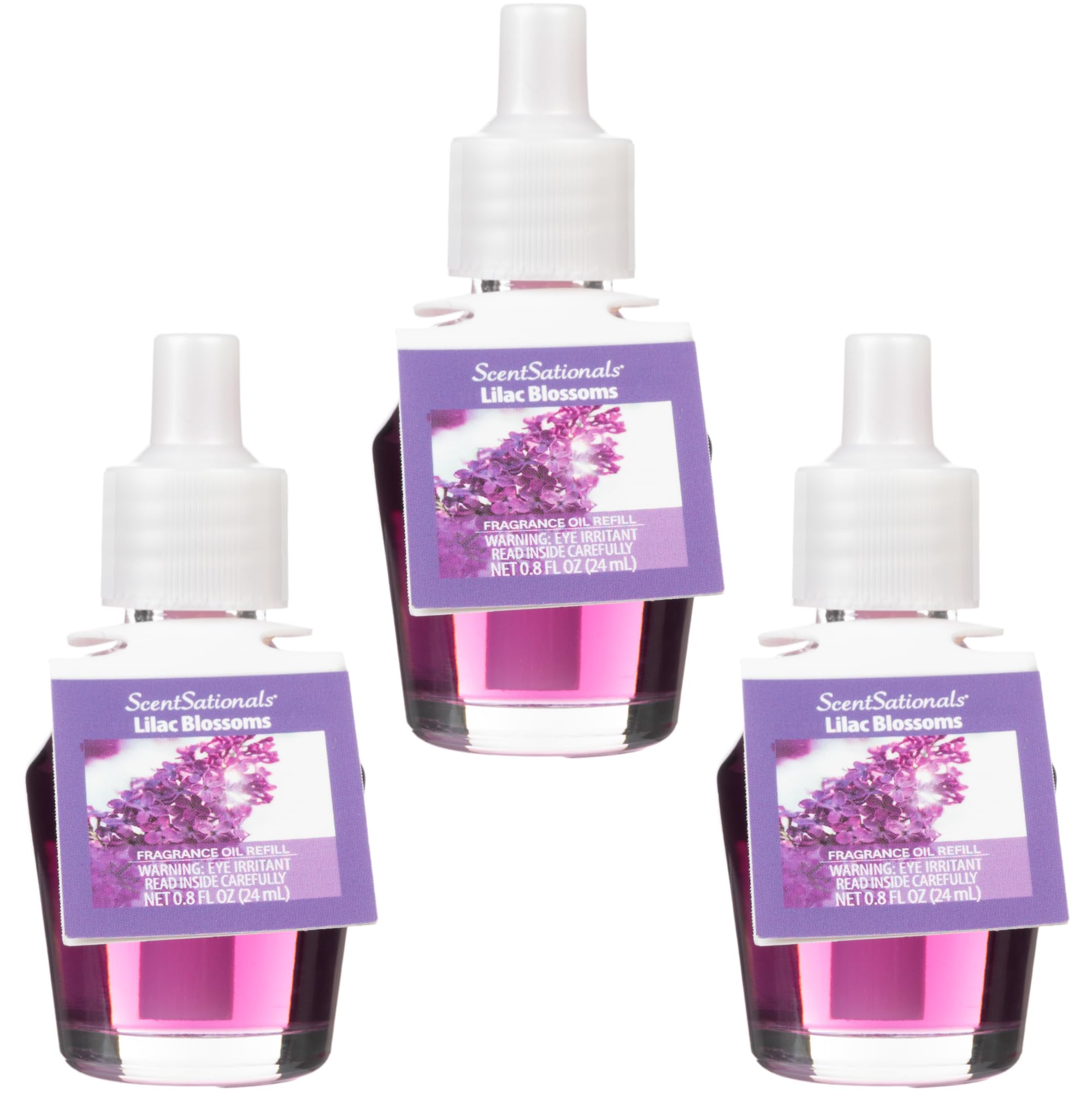 Scentsationals Fragrance Oil Plug In Air Freshener Refills 3-Pack - Lilac Blossoms - Compatible with ScentSationals & Fusion Diffusers, Long-Lasting Home Fragrance, 0.8 fl oz Each