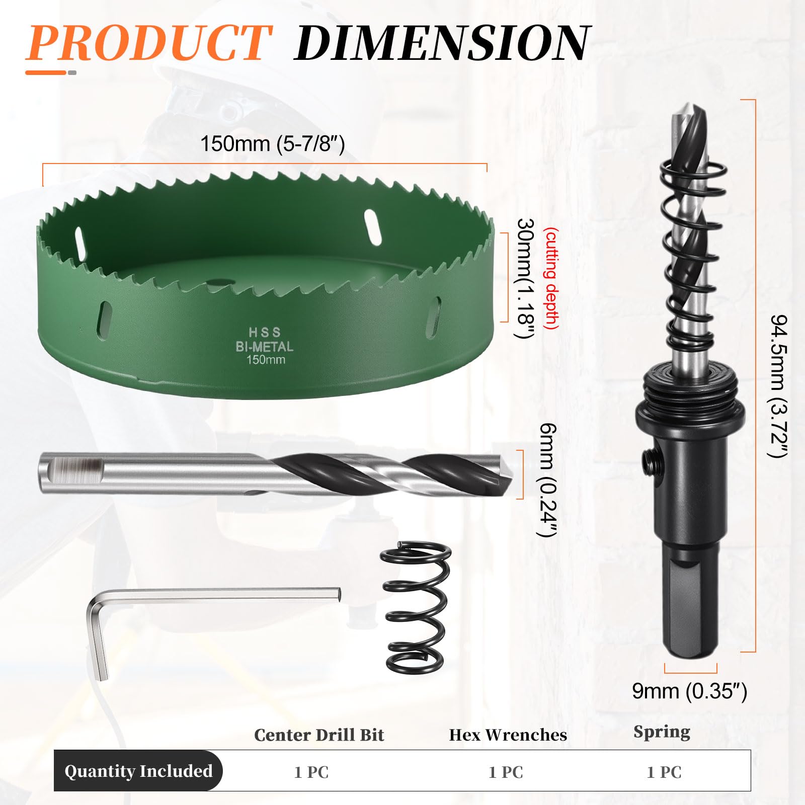 METALLIXITY Bi-Metal Hole Saw 5-7/8", M42 HSS Circular Head 150mm Hole Cutter with Center Drill Bit - Image 2