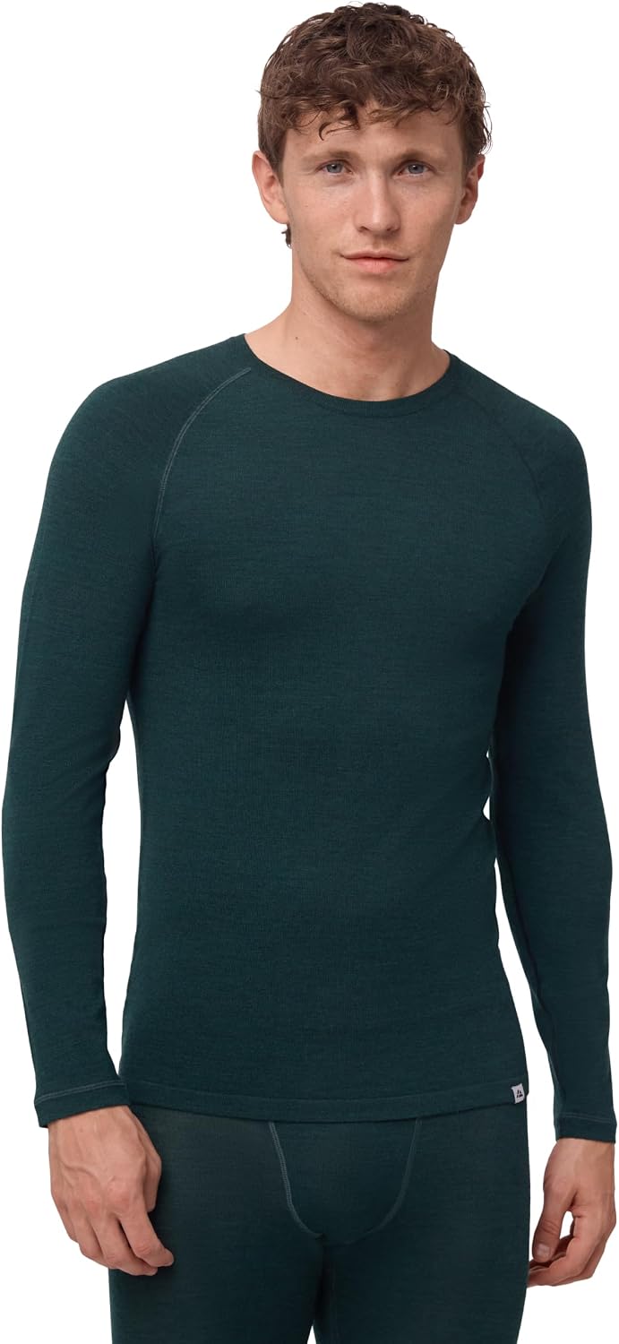 DANISH ENDURANCE Merino Long-Sleeved Shirt for Men, Premium Underwear, Temperature-Regulating Functional Shirt, With or Without Half Zip, Soft, Top Men