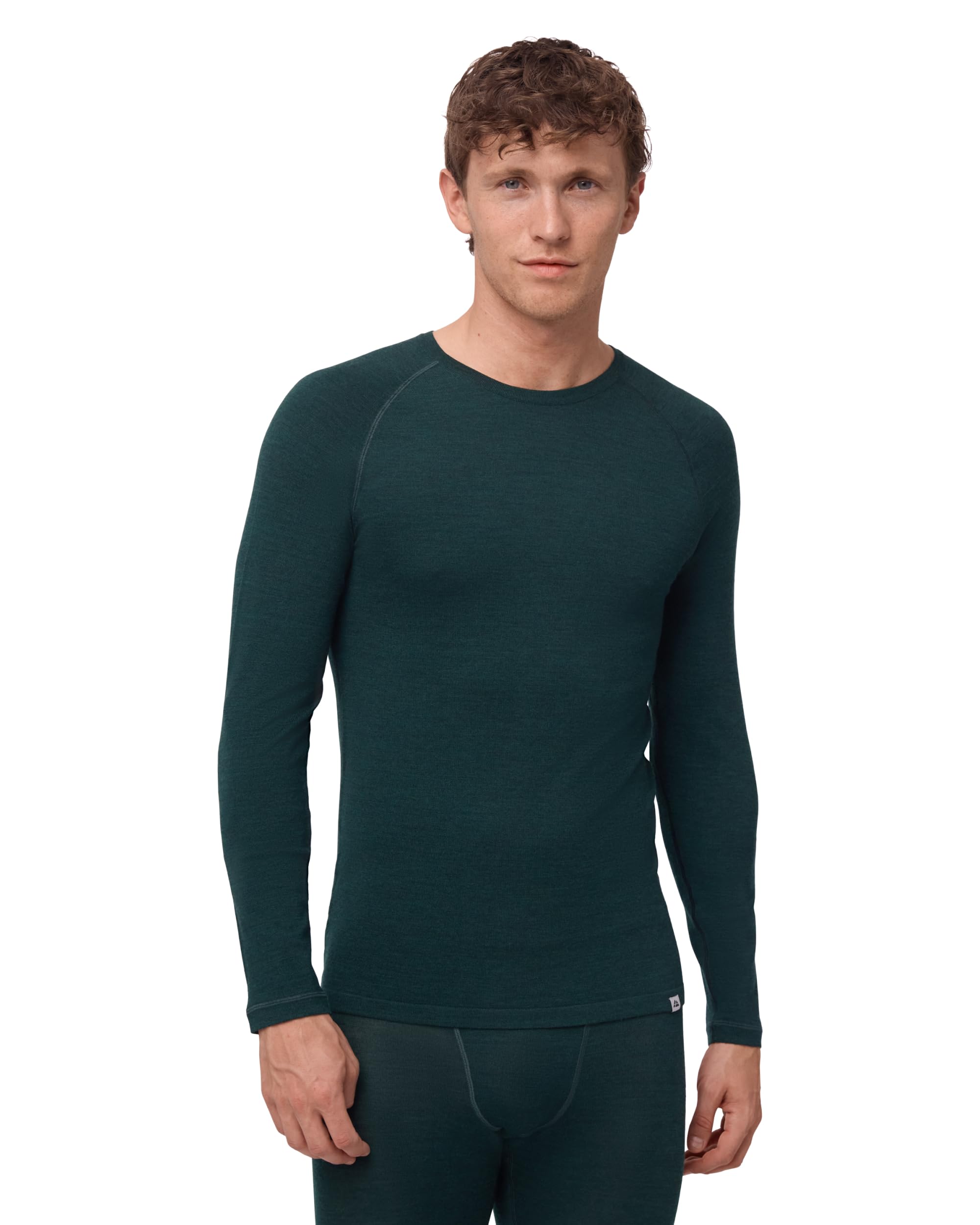 DANISH ENDURANCE Camiseta Térmica Lana Merino Hombre Dark Verde S | Camiseta Térmica de Lana Merino 180g/m², Cálida y Transpirable con Ajuste Ergonómico, para Senderismo, Esquí y Uso en Casa