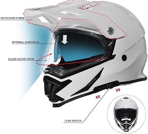 Miniatura 3 de TRIANGLE Casco de motocicleta de cara completa, casco de motocross ATV Dual Sport Off-Road para hombres aprobado por DOT
