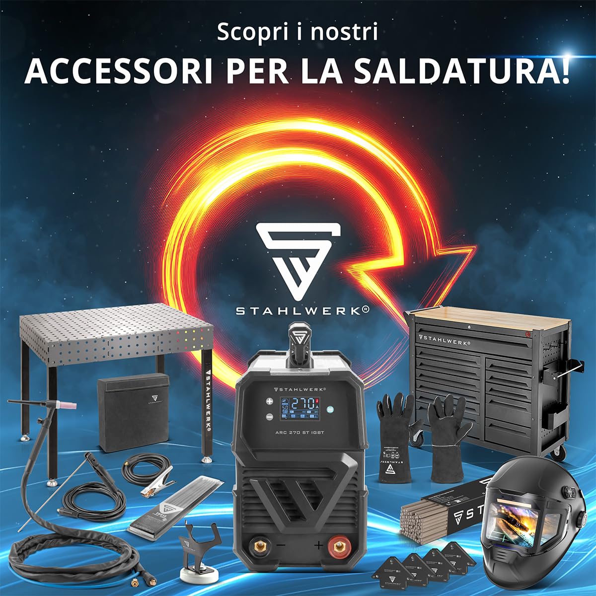 STAHLWERK Saldatrice ad elettrodo ARC 200 MD – MMA & Lift-TIG (DC) fino a 200 A, uso flessibile senza gas, compatta & leggera 3,4 kg, Smart Cooling, Hotstart automatico