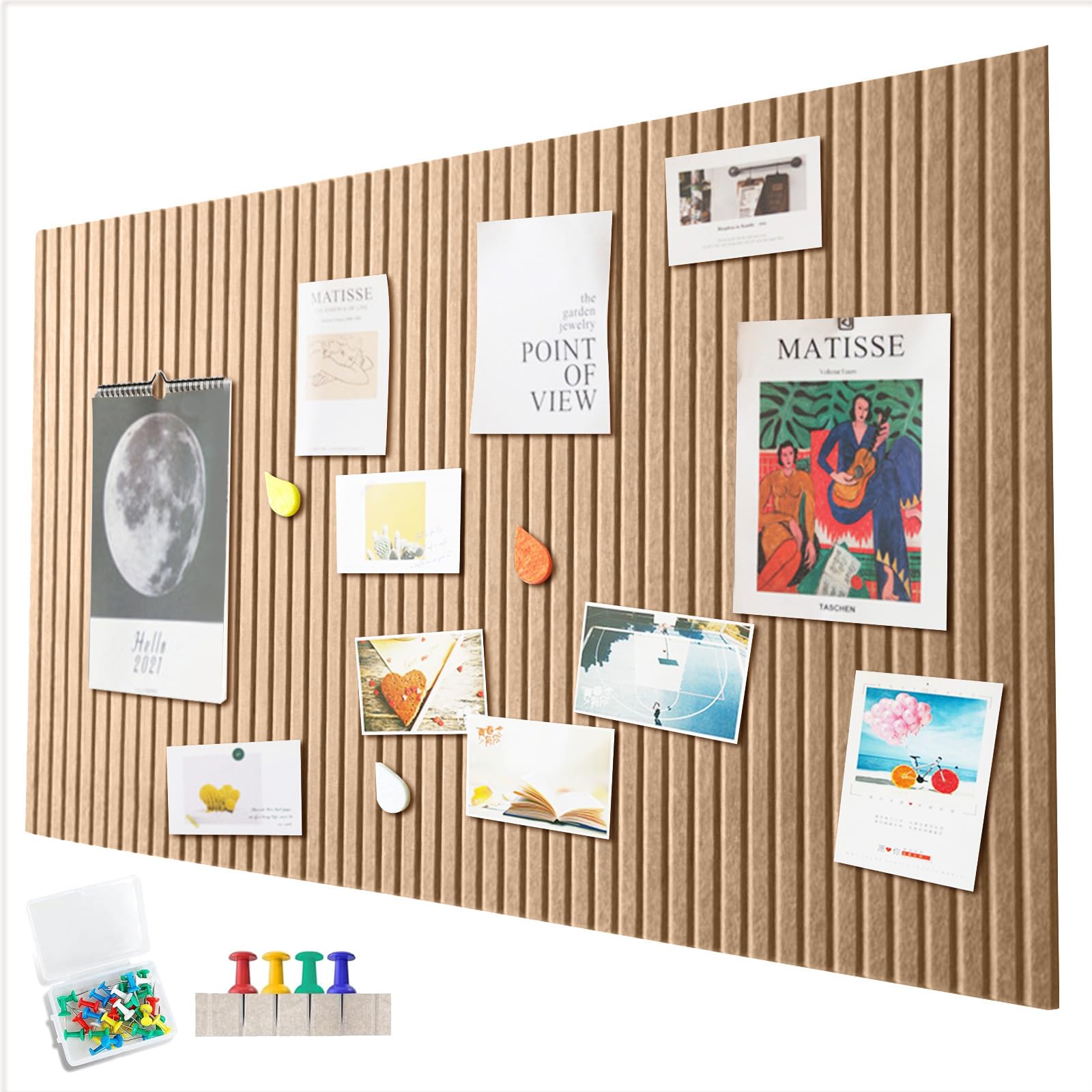 Penbinmall 60 x 40 cm large pin board, large cork board, decorative cork wall made of felt, 0.9 cm thick, foldable photo board with self-adhesive tape, felt self-adhesive vision board, pin pins felt โ image 1