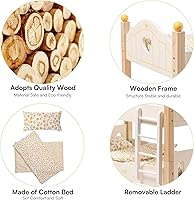 Vista 4 de ROBOTIME Literas para muñecas de bebé, cunas de muñeca para muñecas de 18 pulgadas, camas de madera para muñecas para niñas estadounidenses