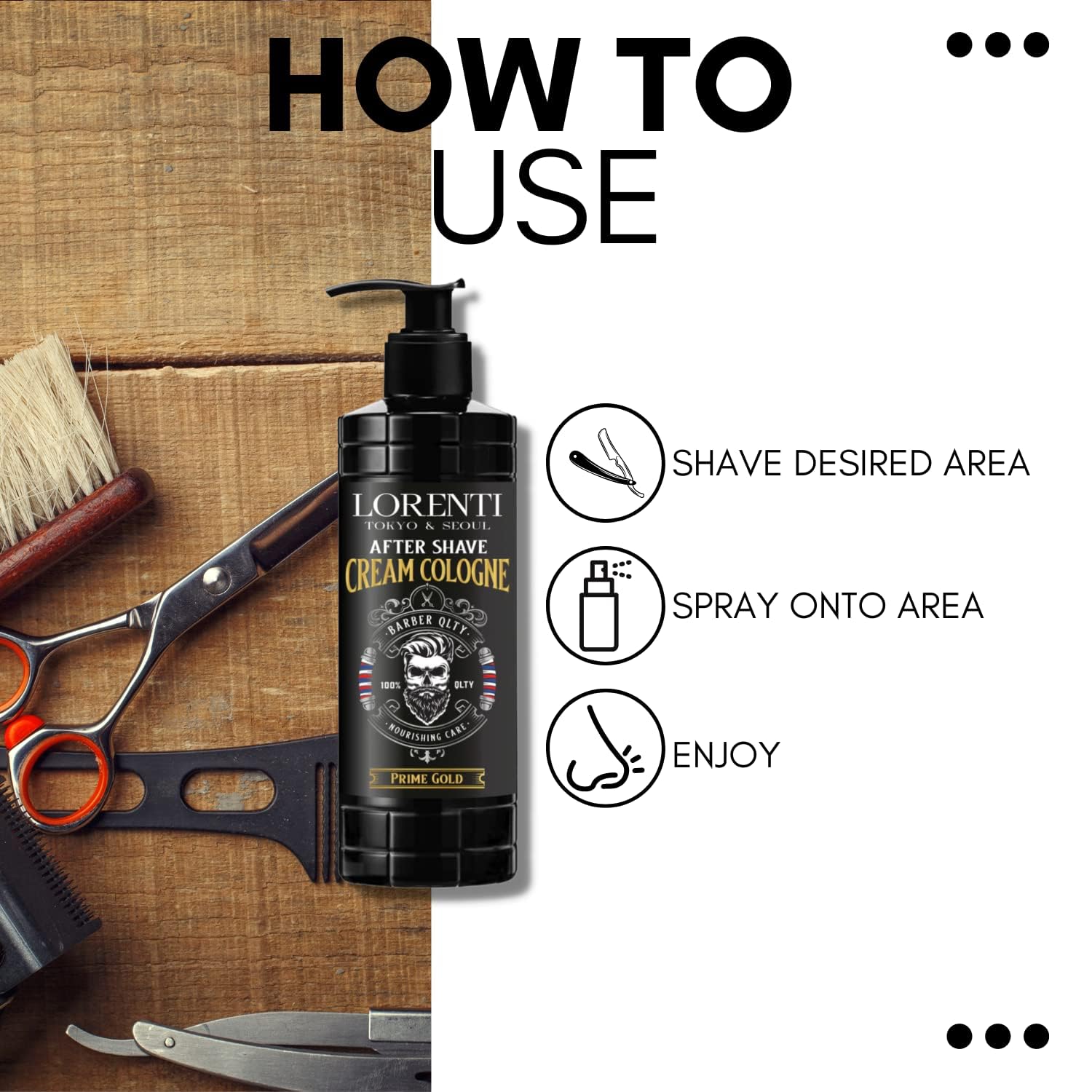 LORENTI TOKYO & SEOUL Barber After Shave Cream Cologne Lotion męski 400 ml Prime Gold | balsam po goleniu, żel po goleniu