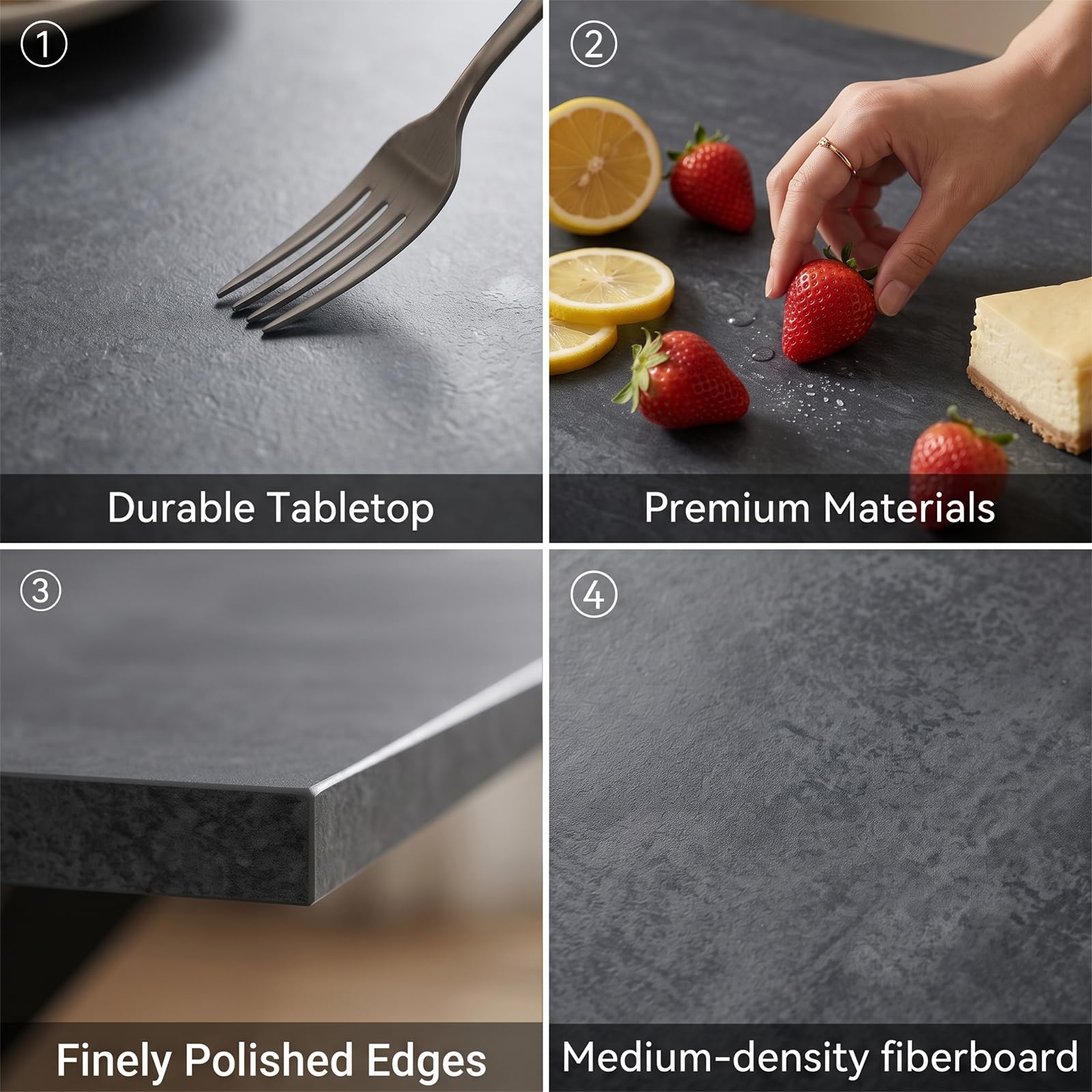 JIEXI Set tavolo da pranzo allungabile, moderno grigio scuro, tavolo da cucina, tavolo da pranzo mobili per soggiorno, appartamento