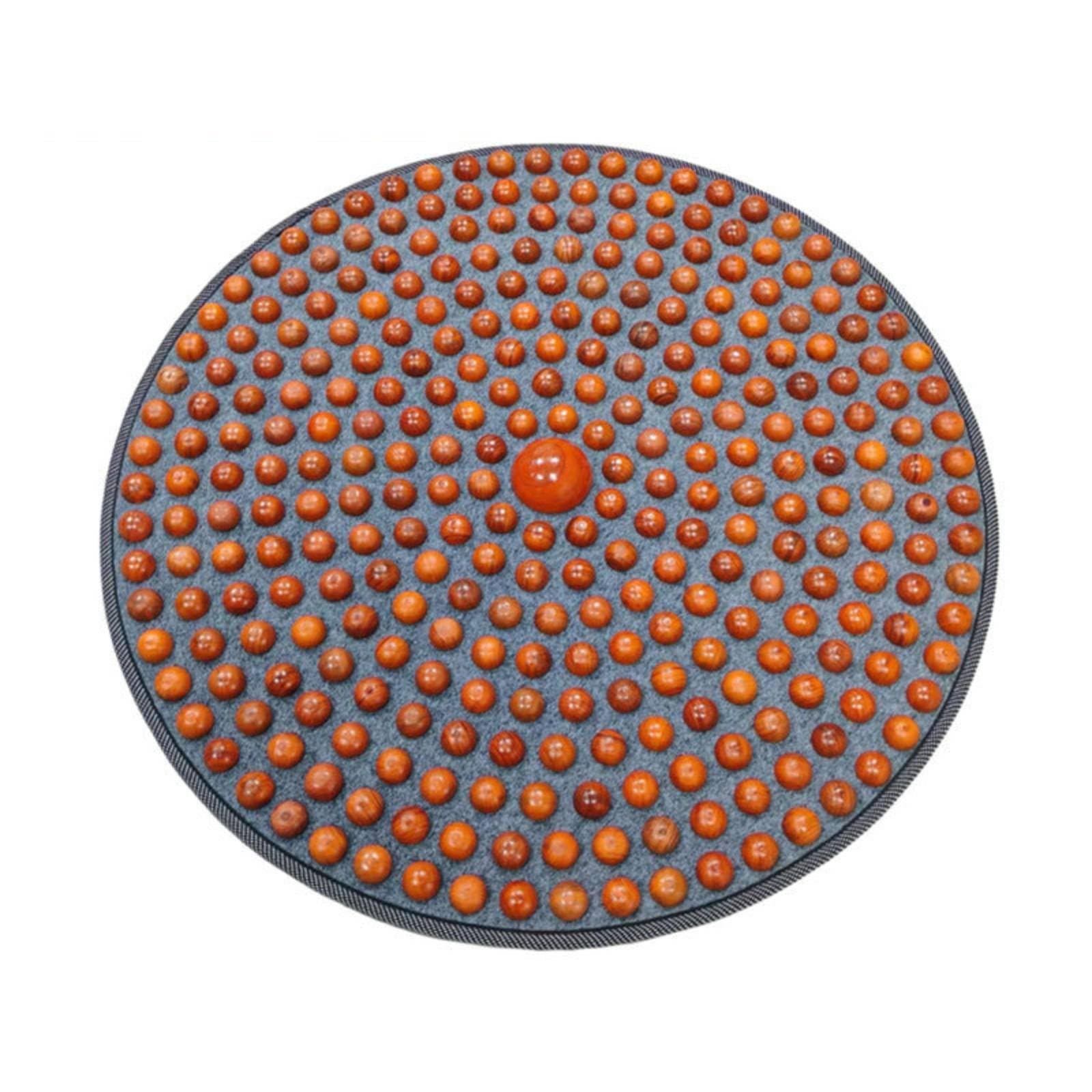 Tapis Massage avec Billes En Bois Acupression Tapis Réflexologie Apaisant pour Maison, Diamètre 80cm