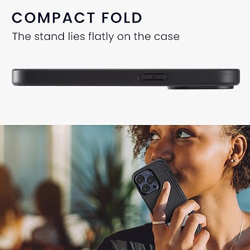 Miniatura 5 de kwmobile Funda compatible con Samsung Galaxy S23 con soporte, carcasa rígida con parachoques suave y soporte, color azul oscuro