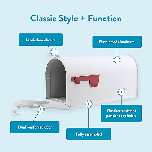 Miniatura 4 de Architectural Mailboxes Admiral ADM11WAM - Buzón de aluminio para montaje en poste, código de compatibilidad A, color blanco texturizado, capacidad