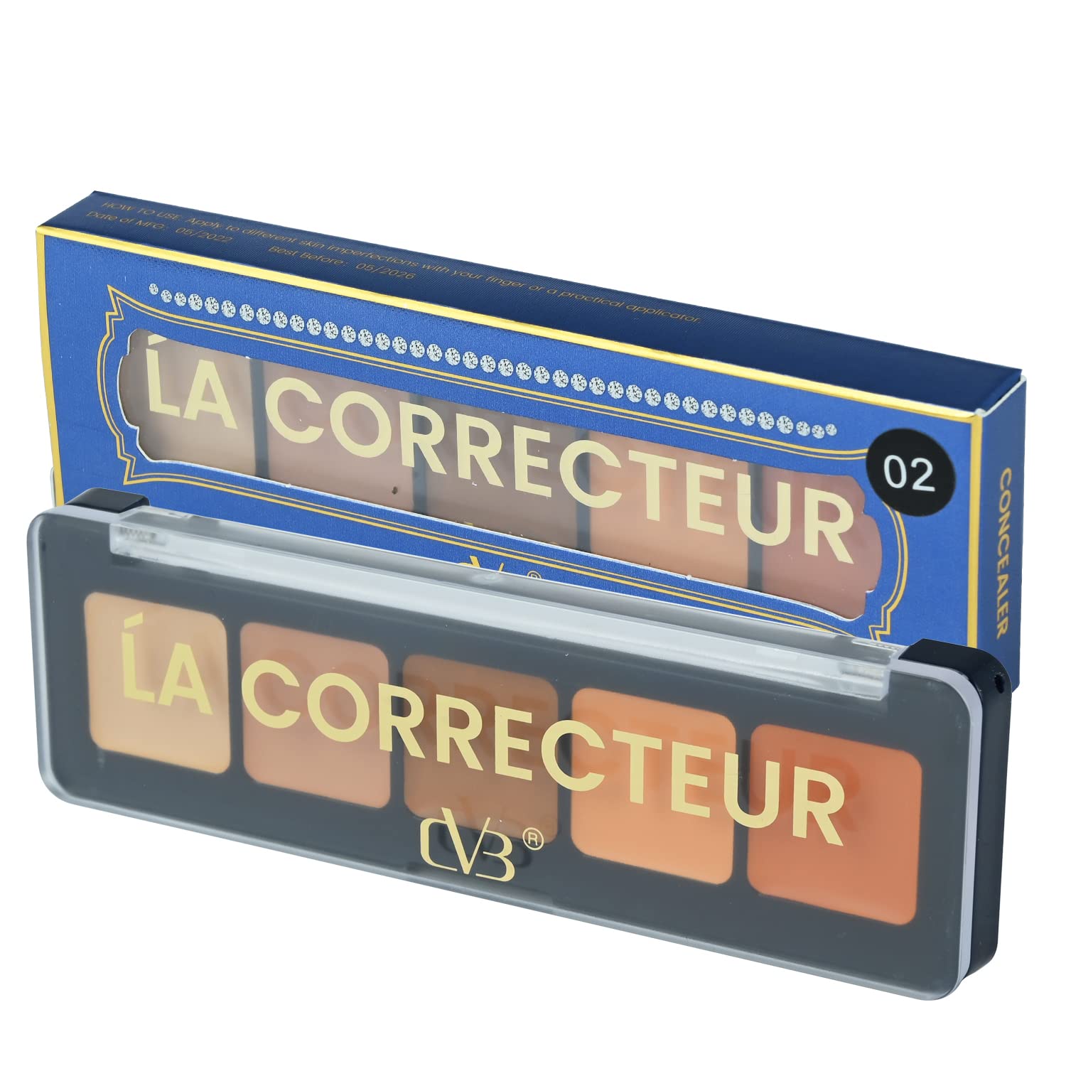 CVB C104 Color-Correcting Concealer Palette 5-In-1 For Shades For Dark Circles, Redness, Brighten Skin Full Face Coverage Make Up Kit