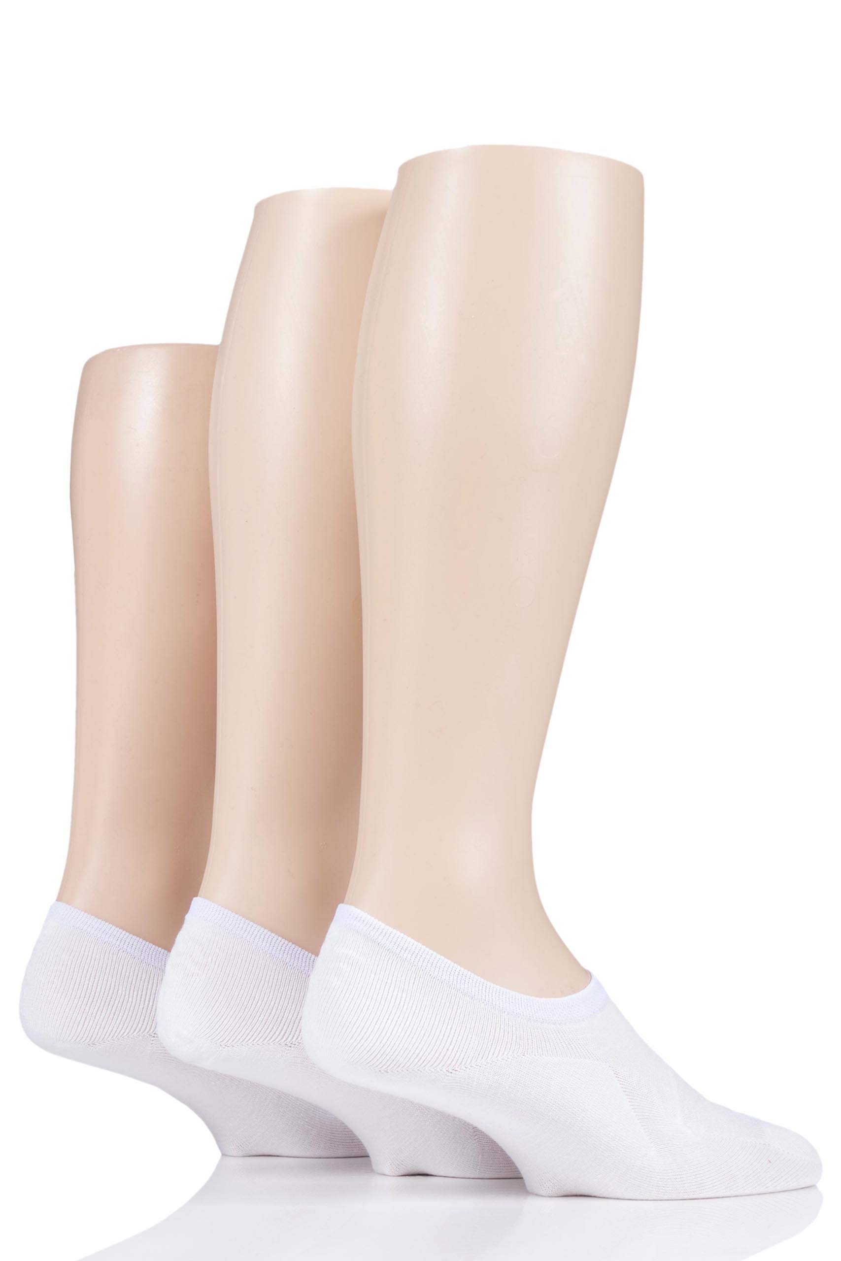 Sockshop Men's White Plain Hi Cut Bamboo Liners Pack Of 3 7-11