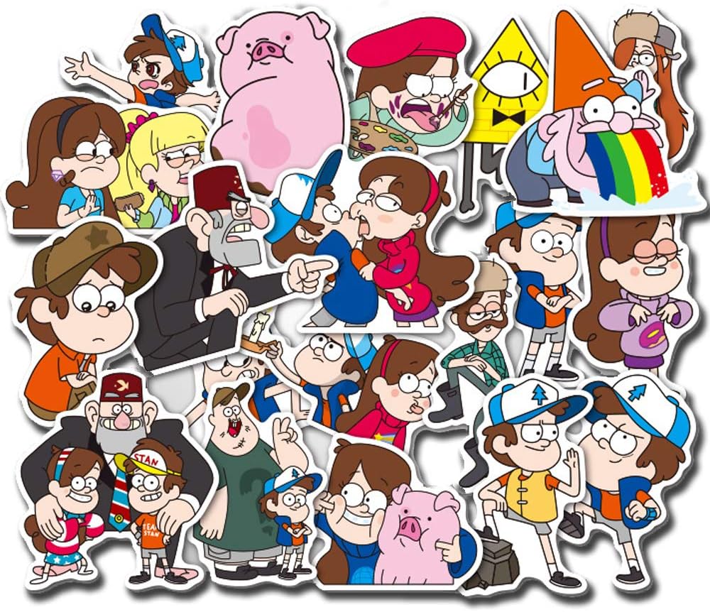39 Pcs/Pack Gravity Falls Theme Animation Stickers Variety Vinyl Car Sticker Motorcycle Bicycle Luggage Decal Graffiti Patches Skateboard Stickers for Laptop Stickers for Kid