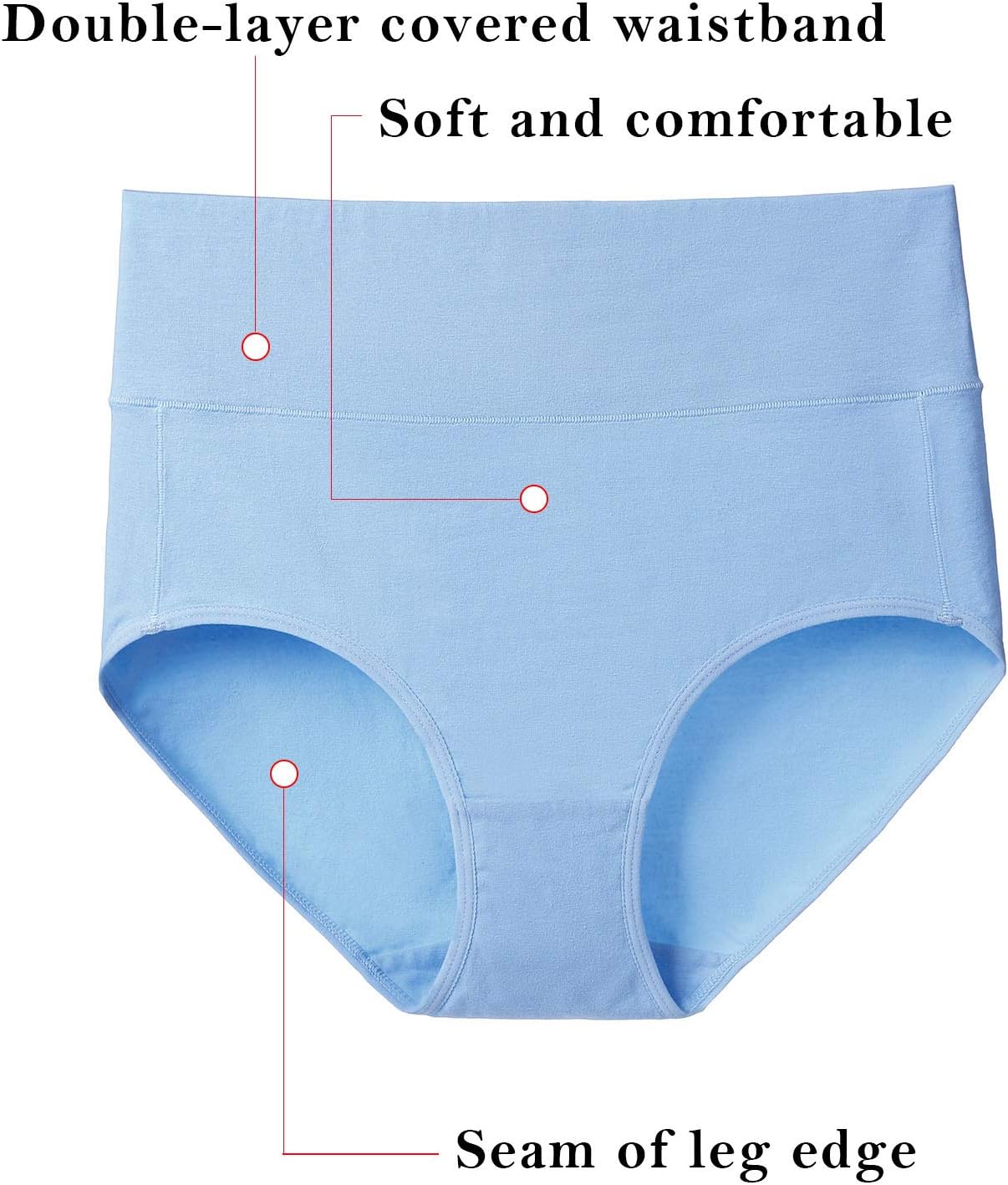 K-CHEONY Women's Underwear High Waisted Cotton Briefs Breathable Full Coverage Panties Multipack Regular and Plus Size - Image 4