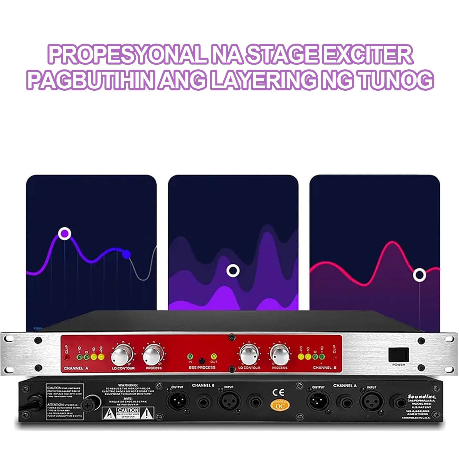 882I Mejorador de Audio Profesional, Procesador de Audio Profesional, Excitador y Optimizador de Sonido, con Ajuste de Frecuencia de Agudos/Graves, para Karaoke en Casa, Escenario, Transmisión en