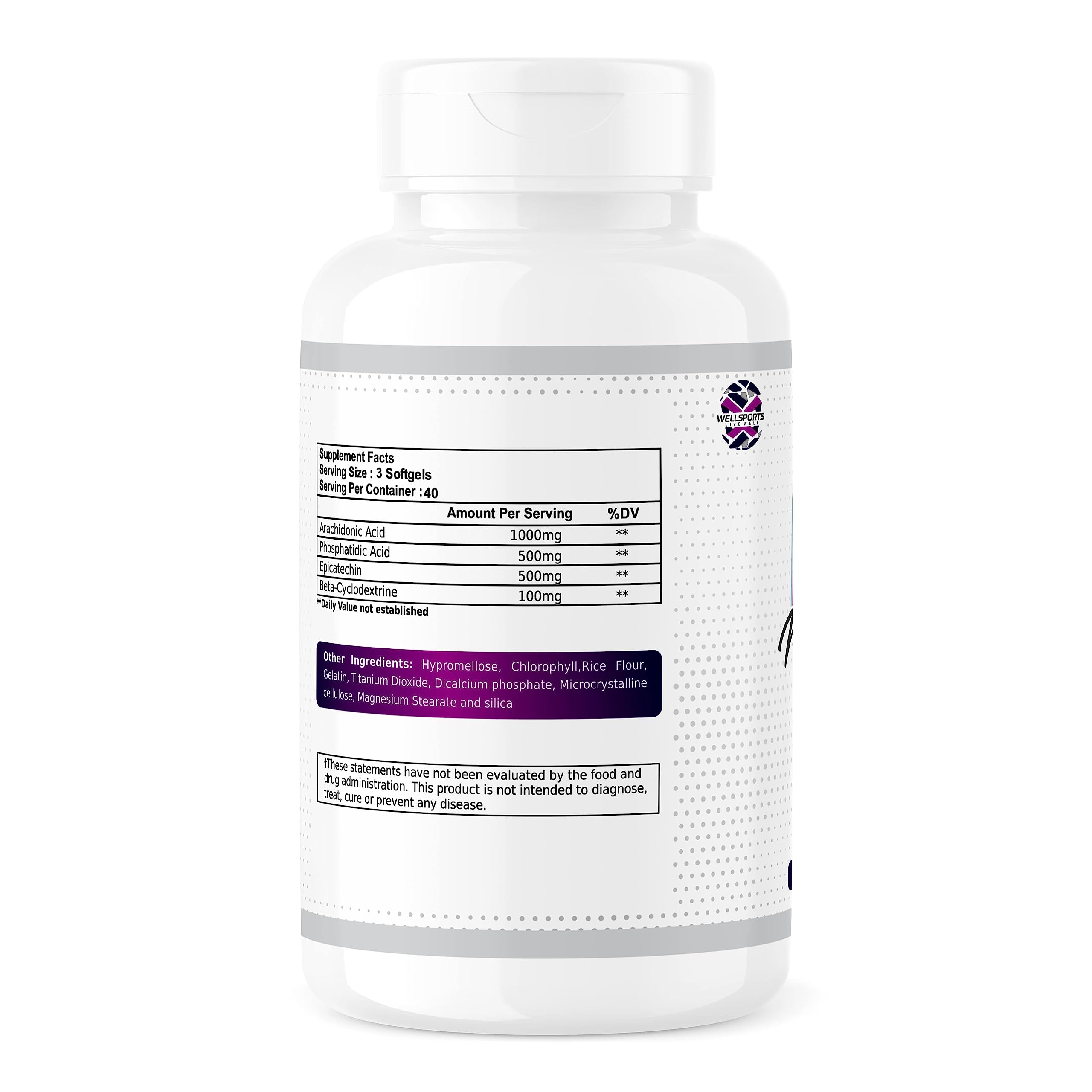 Wellsports (120 Softgels) - EPA Muscle | Phosphatidic acid | Epicatechin | Arachidonic Acid — Amazon image 2