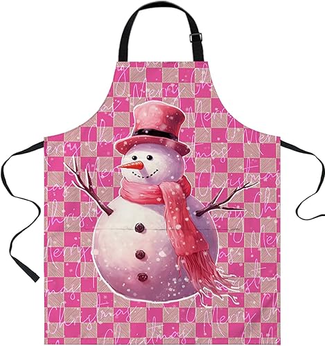 Christmas Bib Aprons for Women With Pockets, Waterproof Canvas Chef Kitchen Cooking Apron for PaintingHair StylistNail TechnicianKids Arts And