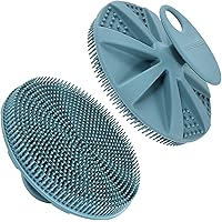 Vista 16 de INNERNEED - Cepillo de ducha de silicona suave de grado alimenticio para el cuerpo, cepillo de limpieza manual portátil, exfoliante suave y hace Gris