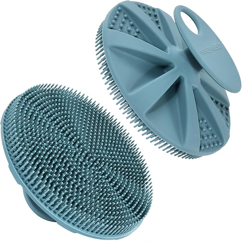 Escova para banho e corpo INNERNEED em silicone de grau alimentício, verde-escuro