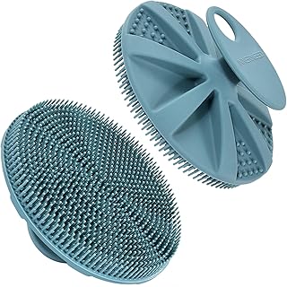 INNERNEED Food-Grade Soft Silicone Body Scrubber Shower Brush Handheld Cleansing Skin Brush, Gentle Exfoliating and Lather Well (Dark Green)