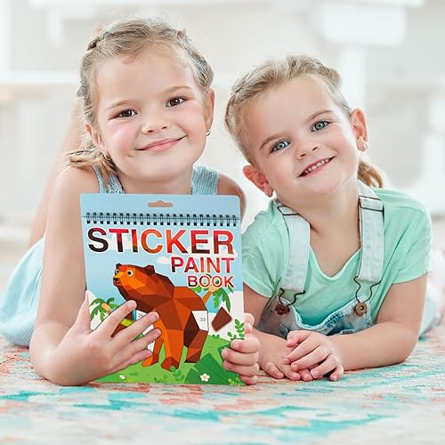 Miniatura 7 de AEAHALY Paquete de 3 pinturas por calcomanías para niños de 4 a 8 años, calcomanías por números, libros para niños y niñas, regalos de cumpleaños,