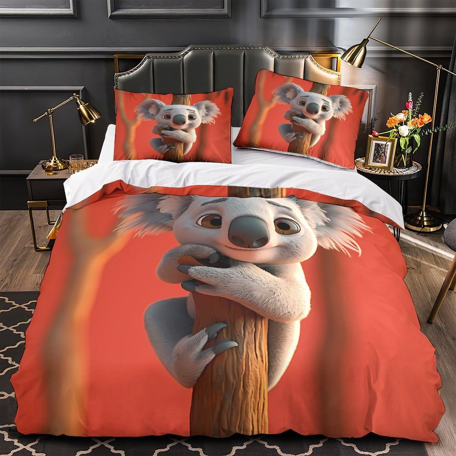Linge de lit koala microfibre doux qui ne se repasse pas pour enfant