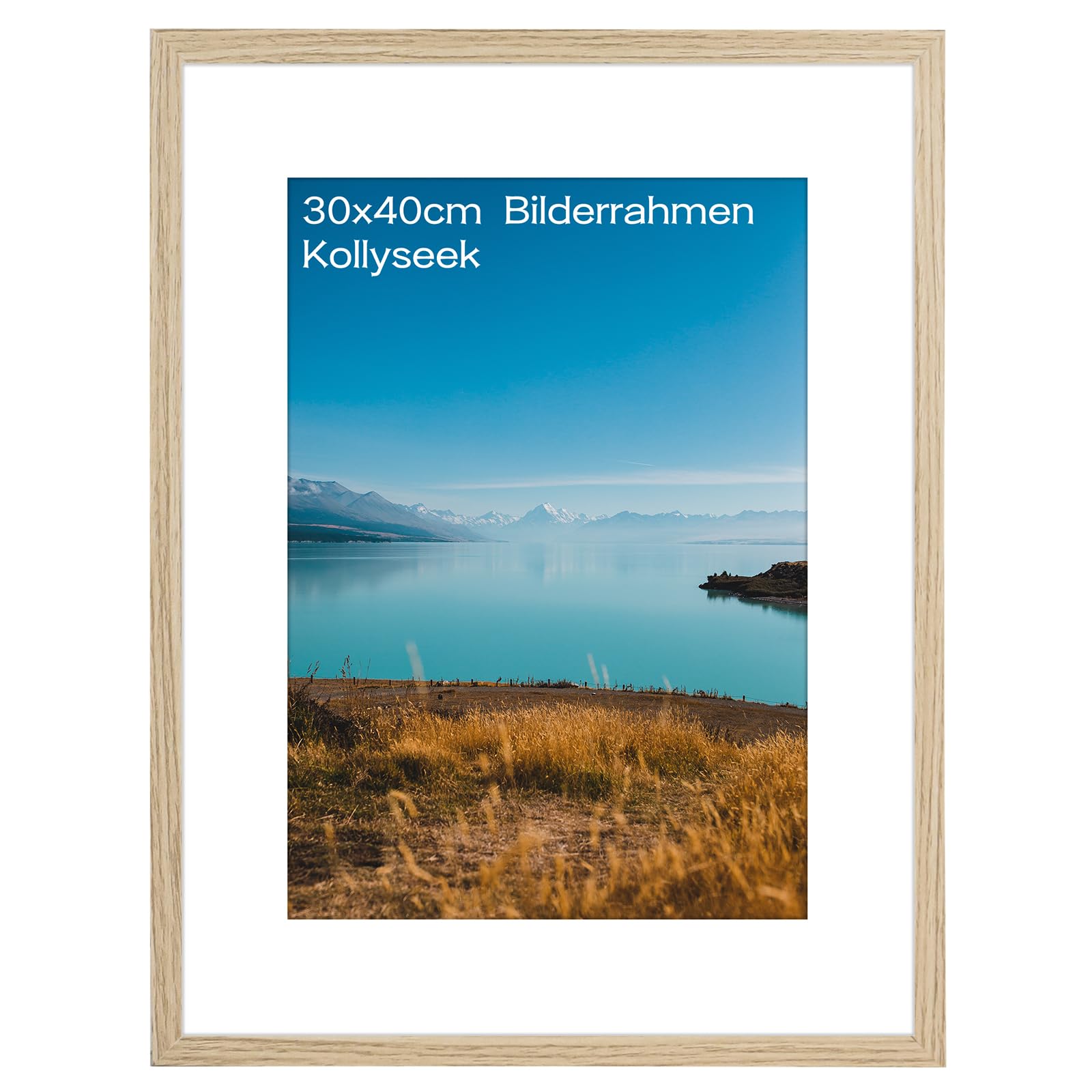 kollyseek 30x40cm MDF Picture Frame with Acrylic Glass and Natural Mount 12x16 in Display Photo Frame Decorative Poster Frame with Wood for Desktop/Wall Mounting (Natural)