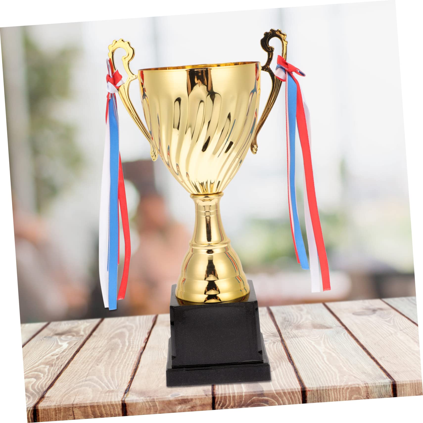 Toyvian Trofeo de Premio Deportivo de Competición Metálico Dorado | Copa en Negro, Diseño Brillante, para Niños y Adultos, Adecuado para Premios en Concursos y Fiestas Navideñas