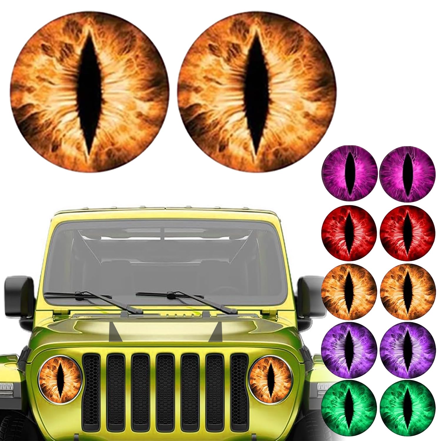 Beast Eyes Headlight Decals, 3D Stereo Eye Headlight Decal Stickers for Jeep Headlights, Round Headlights Decal for Truck Car Body Window Bumper