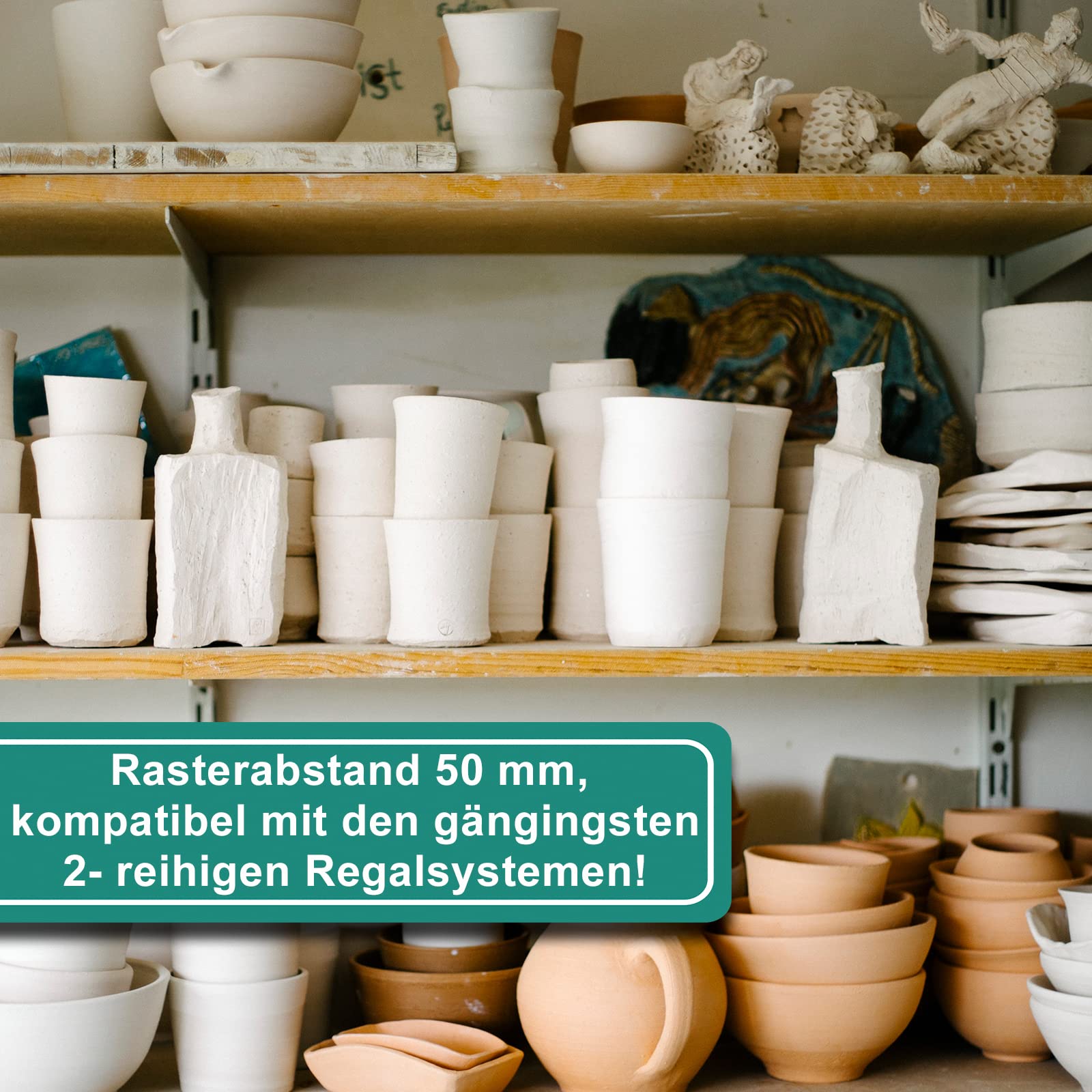 PRIOstahl Wandschienen für Regalträger - 5 x Schienen | 2-reihig | Länge: 2000 mm | Weiß | Wandhalterung zur flexiblen Montage von Regalsystemen Regalhalter Regalbodenträger Wandregal aus Stahl