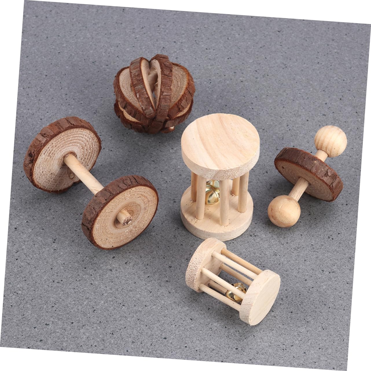 6piezas Juguetes De Madera para Masticar De Hámster Dispositivos De Ejercicio para Cuidados De Conejos Chinchillas y Otros Pequeños Animales Varios Estilos