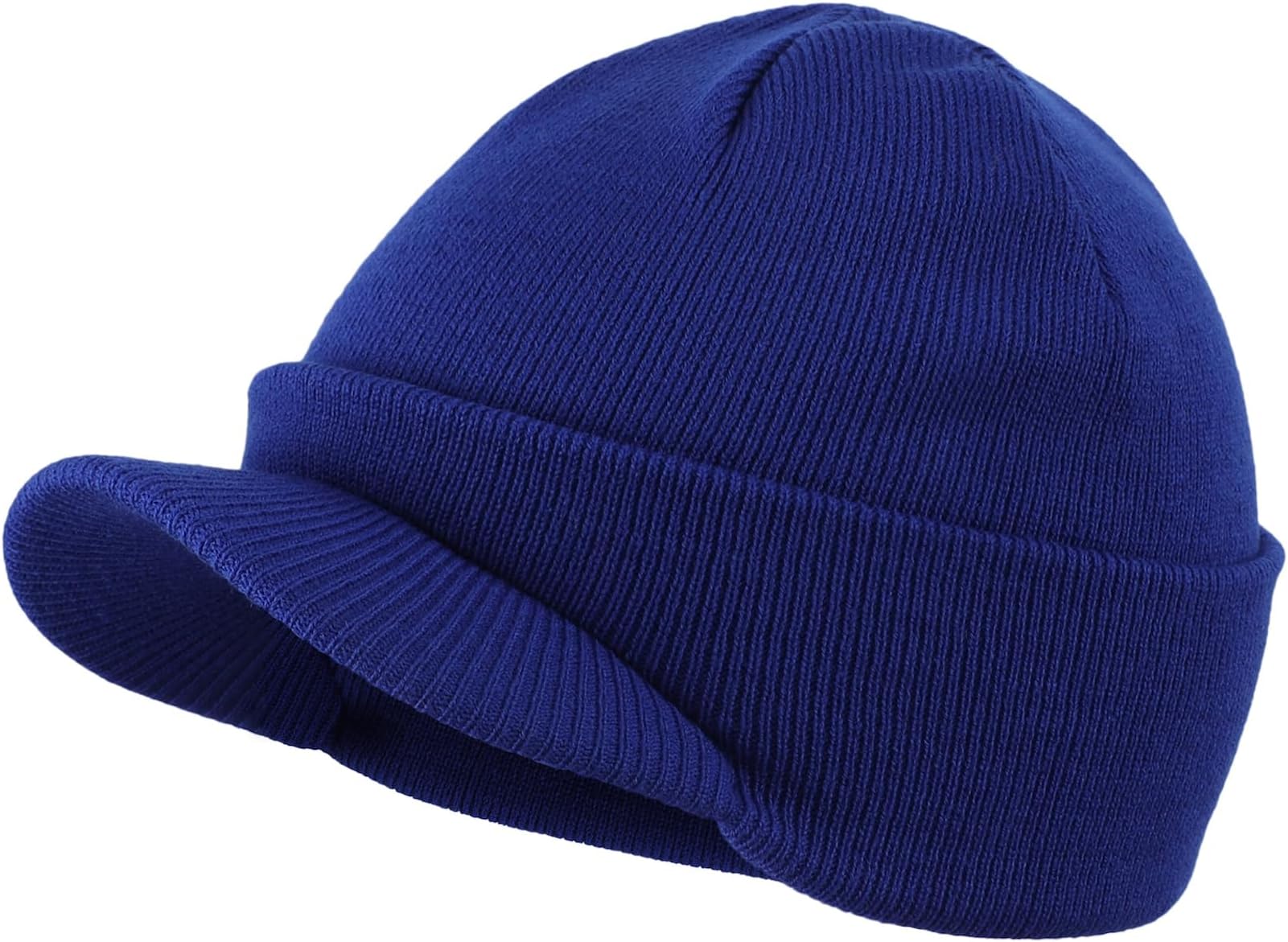 Men's Winter Beanie Hat with Brim Warm Double Knit Cuff Beanie Cap Watch Radar Hat