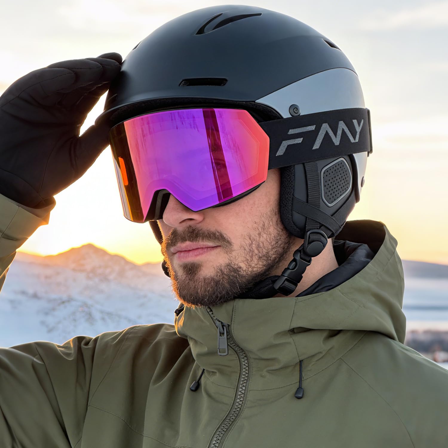 Anti Fog OTG Ski Goggles UV400 Protection - Helmet Compatible for Men Women Youth Skiing Snowboarding,Red