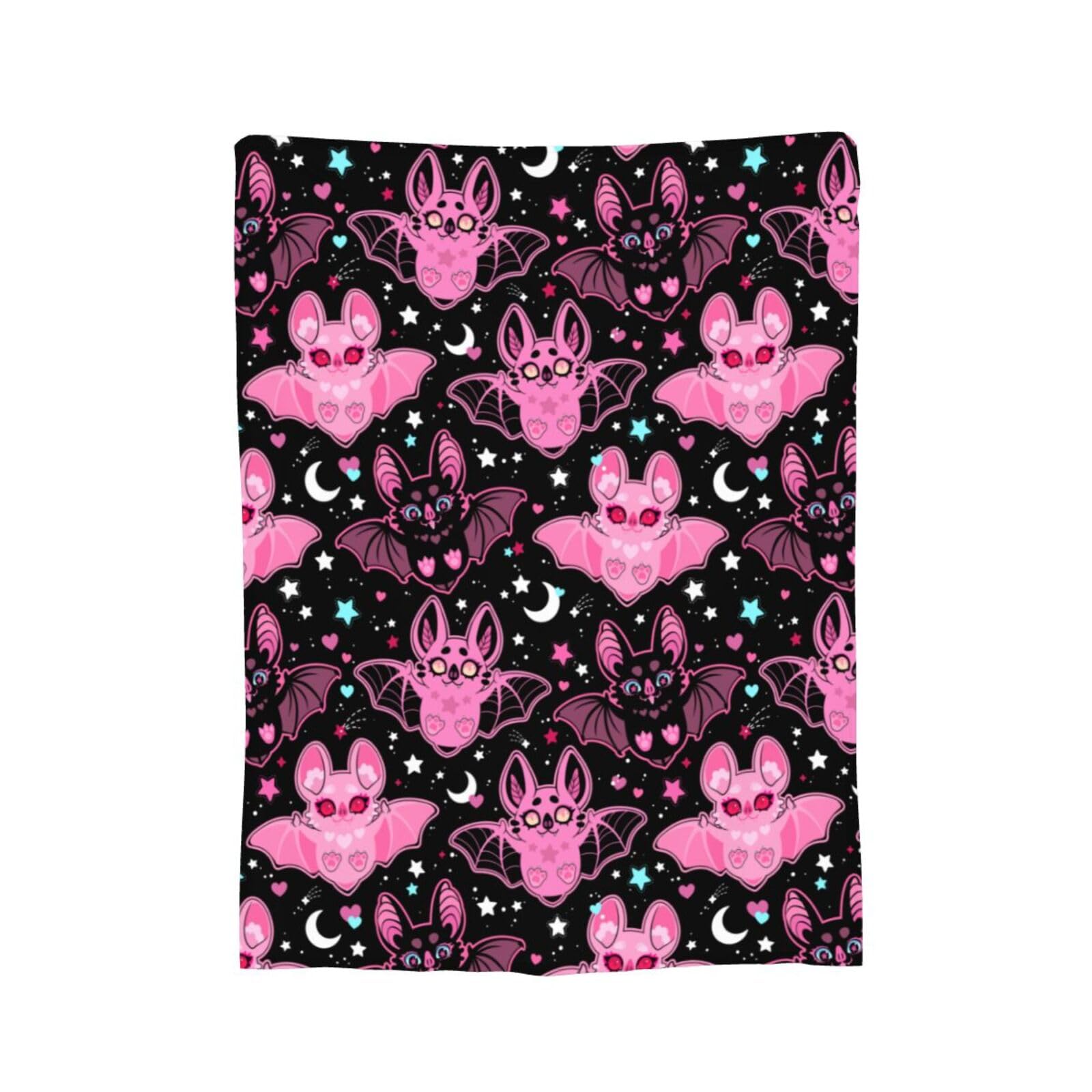 Pink Bat Throw Blanket Soft Fleece Blanket Men Women Gift for Kids Boys Girls for Party Couch Sofa Bed Deco Blankets 50"x40"