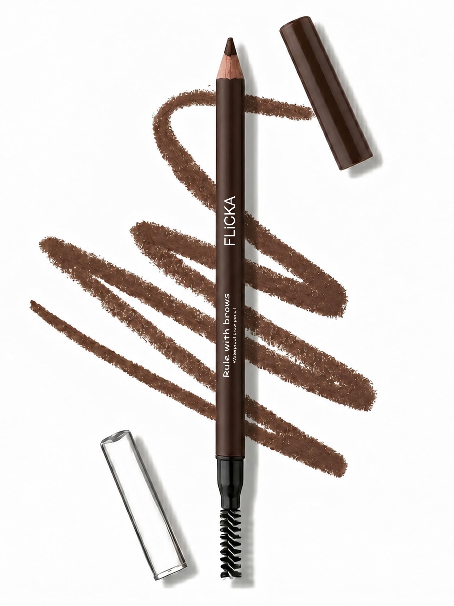 FLiCKA Rule With Brows Eyebrow Pencil, With Spoolie, Long-lasting and Natural-looking Results, Define & Blend Brow Pencil, Brown, 1.2g-image-3