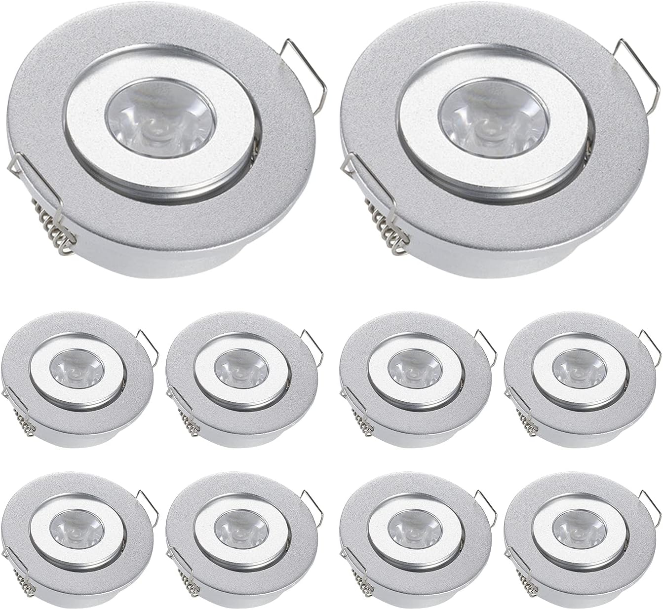 JOYINLED Pack of 10 Mini 3W Led Mini Downlight Round Adjustable Ceiling Spot 220V Led Cabinet Lights