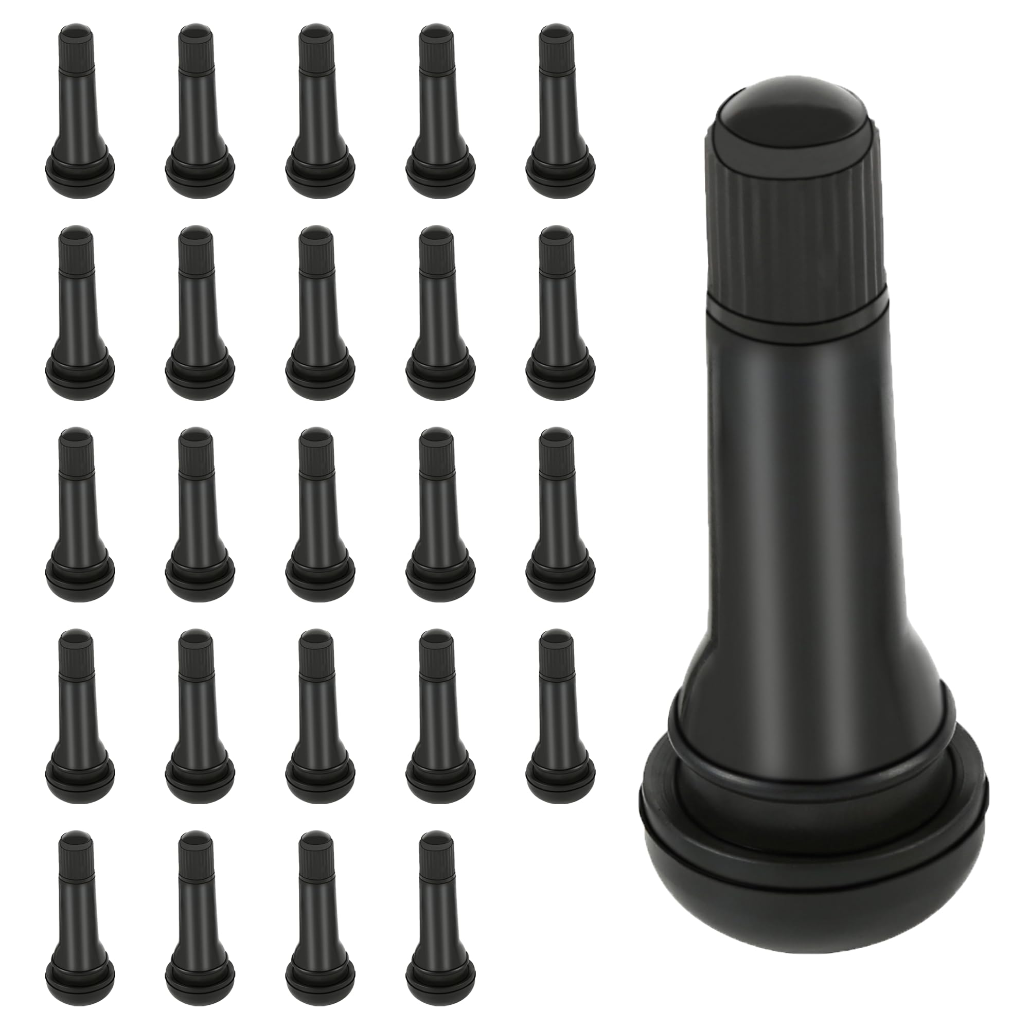 CDWTPS TR414 Tire Valve Stem, Rubber Snap-in Short Black Tire Valve Stem for Tubeless 0.453 Inch 11.5mm Rim Holes on Standard Vehicle Tires(25pcs/Bag)