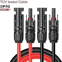 Vista 4 de Cable de extensión solar de 6 pies 10 AWG con conector hembra y macho, kit de adaptador de cable de panel solar (6 pies rojo + 6 pies negro)