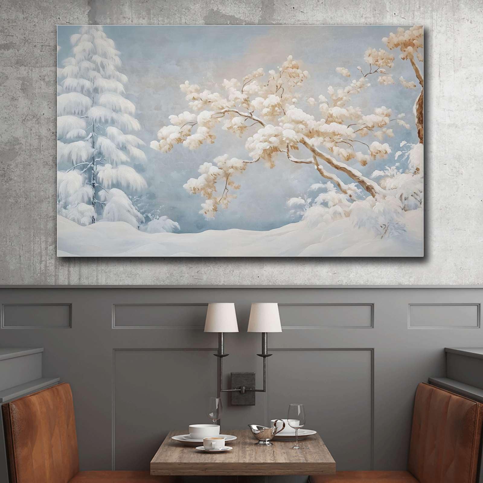 JOSUE Paysage d'hiver naturel Affiche Décoration Murale En Toile