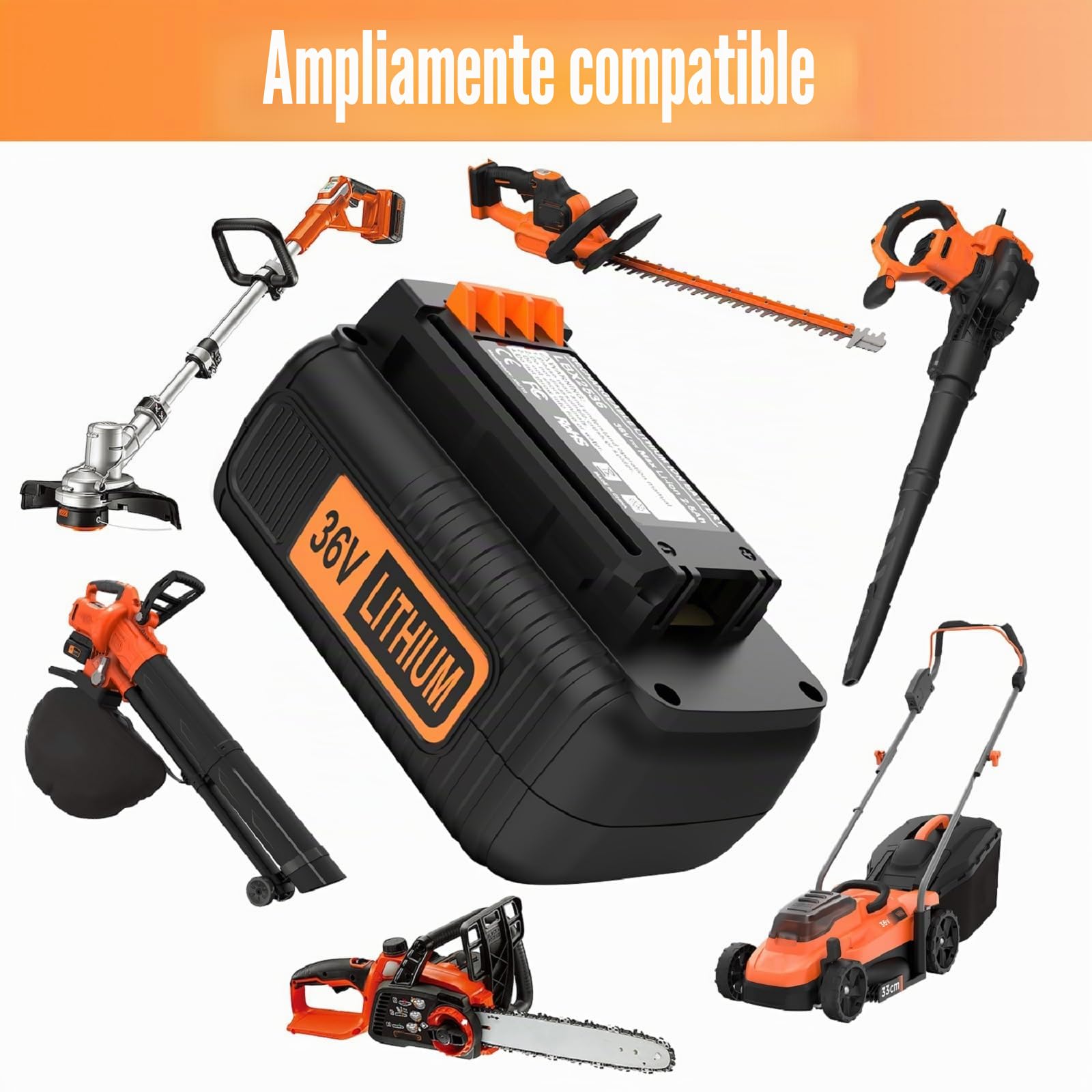 ENERGUP 36V 2500mAh Batería de Repuesto para Black+Decker Batería 36V BL20362 LBX2040 BL2536 LBXR36 LBXR2036 LBX36 LBX1540 LBX2540 LST540